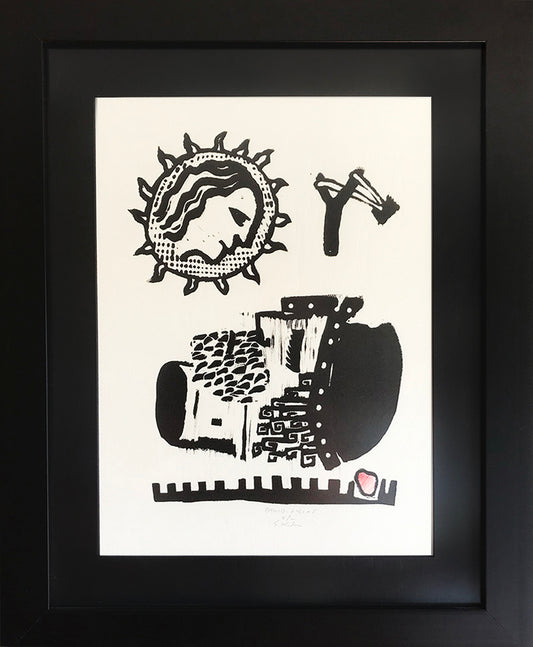 Sebastian Kubica, David and Goliath, engraving, linocut on Hahnemühle handmade paper, 40x50 cm