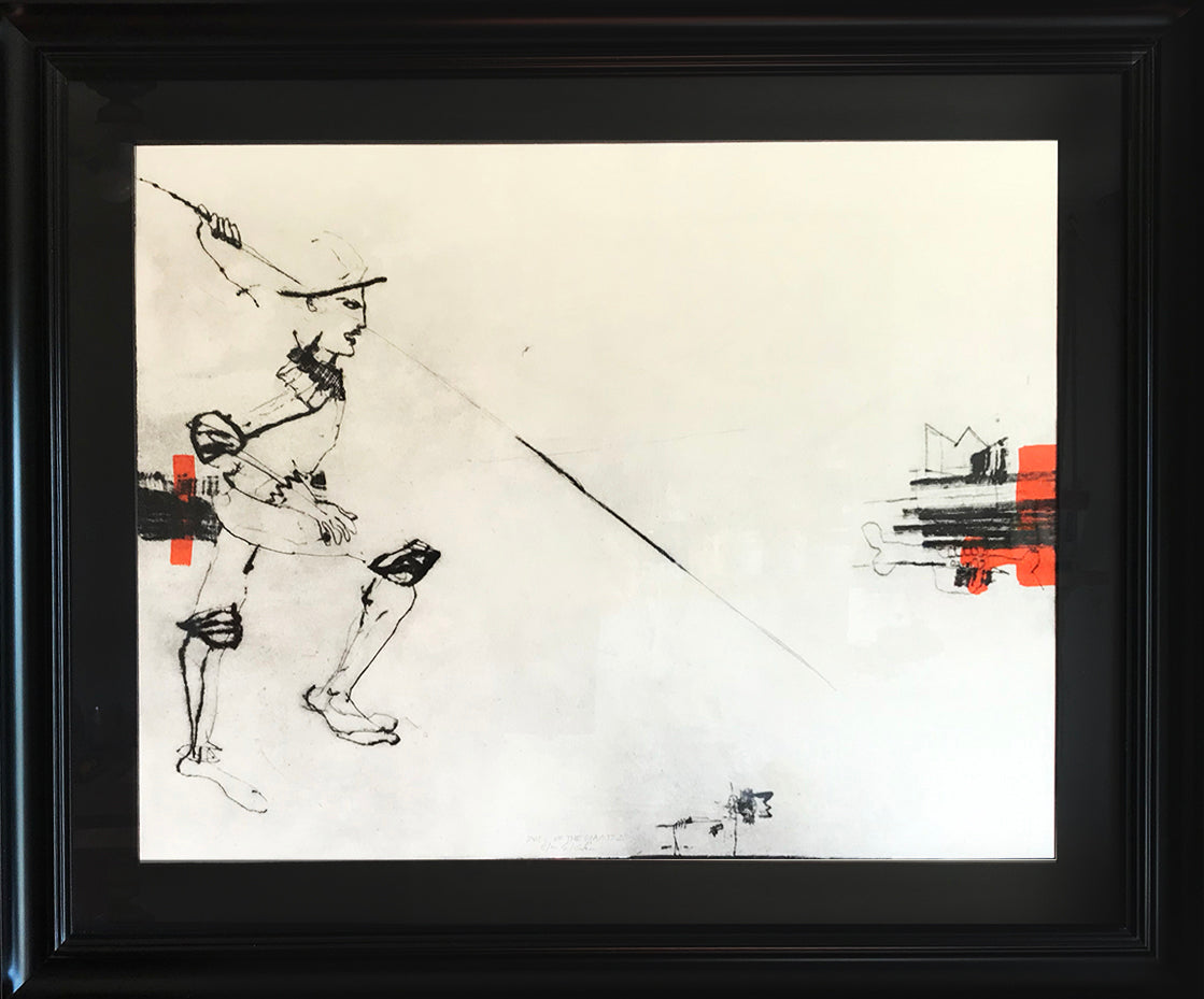 Sebastian Kubica, Don Quixote, Duel of the Giants, engraving, dry point, 50.5x65.5 cm